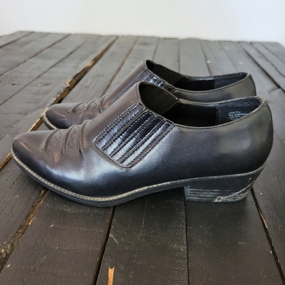 Faded Glory Vintage Black Low Top Booties Pointed Toe Lynette Women's 6 Western - Picture 6 of 10